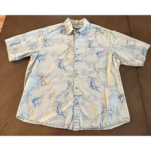 Columbia‎ Mens Sail Fish Shirt Sz XL Blue Gray Hawaiian Button Up Marlin FL